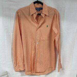Ralph Lauren Men's Orange Gingham Shirt Size Small